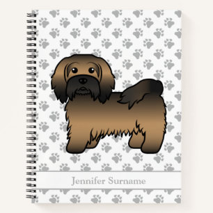 Brindle Havanese Cute Cartoon Dog & Name Notebook