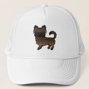 Brindle Long Coat Chihuahua Cute Cartoon Dog Trucker Hat