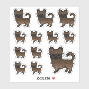 Brindle Long Coat Chihuahua Cute Cartoon Dogs