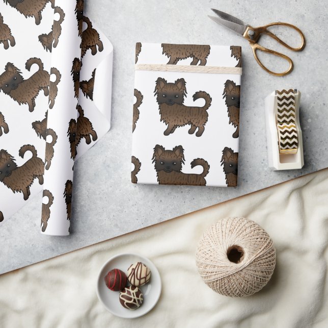 Brindle Long Coat Chihuahua Cute Dog Pattern Wrapping Paper (Crafts)