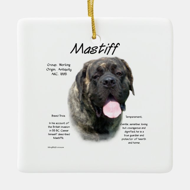 Brindle Mastiff History  Ceramic Ornament (Front)
