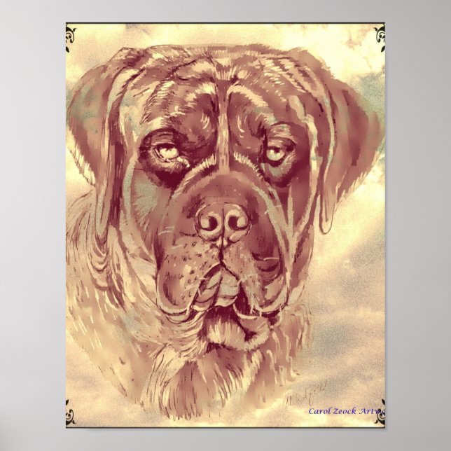 Brindle Mastiff Poster by Carol Zeock (Front)