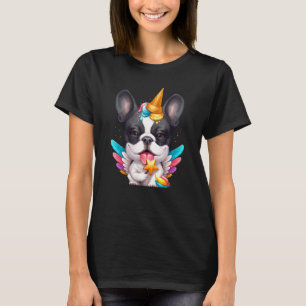 Brindle Pied French Bulldog Ice Cream Unicorn T-Shirt