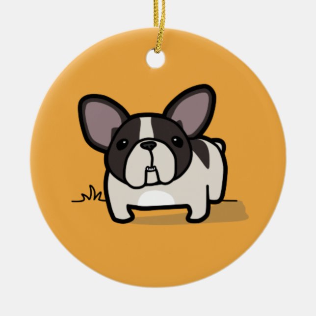 Brindle Pied Frenchie Ceramic Tree Decoration (Front)