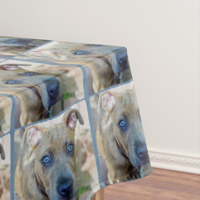 Brindle Pit Bull Puppy by Shirley Taylor Tablecloth (In Situ)