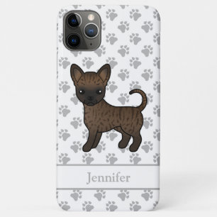 Brindle Smooth Coat Chihuahua Cartoon Dog & Name Case-Mate iPhone Case