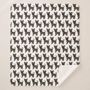 Brindle Smooth Coat Chihuahua Cartoon Dog Pattern Sherpa Blanket