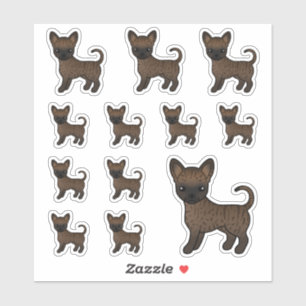 Brindle Smooth Coat Chihuahua Cute Cartoon Dogs