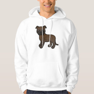 Brindle Staffordshire Bull Terrier Cartoon Dog Hoodie