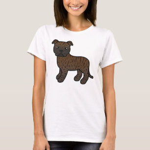 Brindle Staffordshire Bull Terrier Cartoon Dog T-Shirt