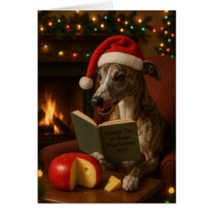 Brindle Whippet Cheese Tax Christmas greeting card