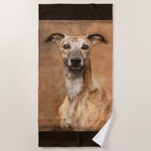 Brindle Whippet Dog Beach Towel