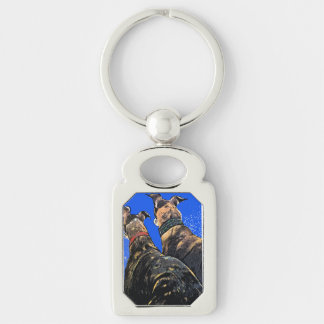 Brindles waiting for Santa Key Ring