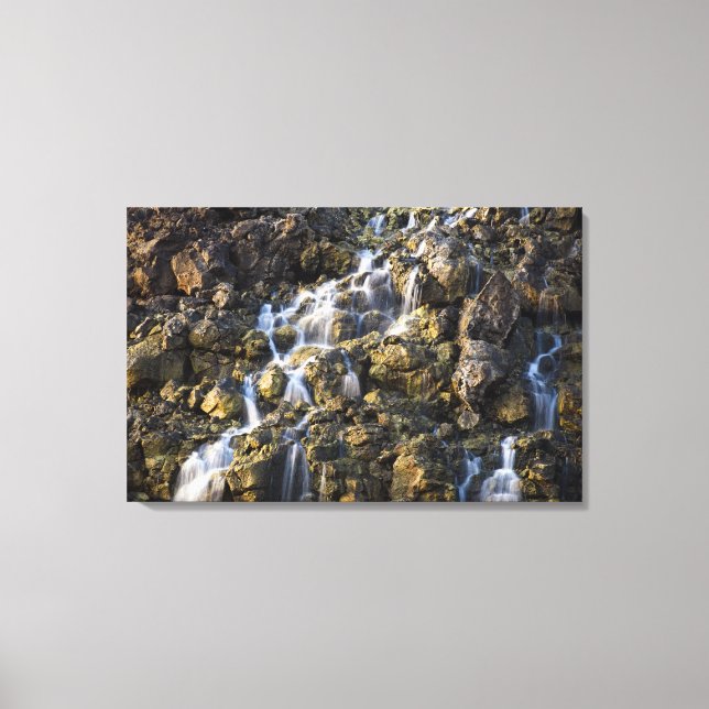 Brine falls from volcanic rock drop off canvas print (Front)