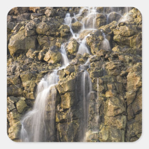 Brine falls from volcanic rock drop off square sticker