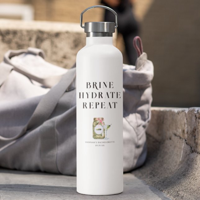 Brine Hydrate Repeat | Pickle-Themed Bachelorette Water Bottle (Creator Uploaded)