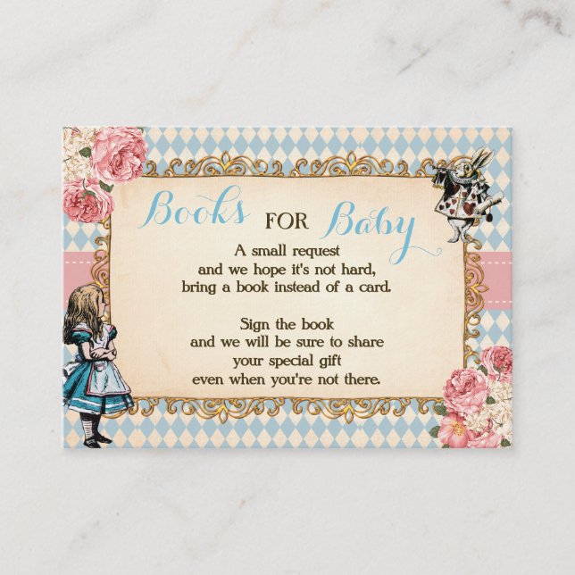 Bring a Book Alice in Wonderland Baby Shower Card (Front)