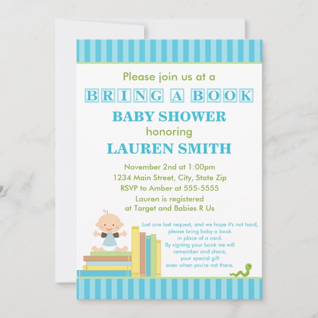 Bring A Book Baby Shower Invitation 5x7 Card (Front)