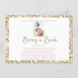 Bring a Book, Beatrix Potter, Red Flowers, Custom Enclosure Card