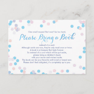 Bring a Book Boy Blue Confetti Modern Insert Card