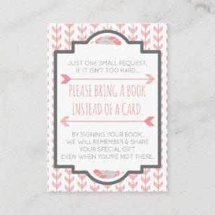 Bring A Book Card, Aztec, Arrows, Baby Shower Enclosure Card