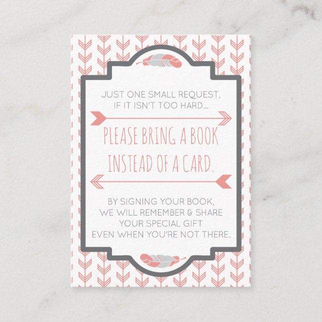 Bring A Book Card, Aztec, Arrows, Baby Shower Enclosure Card (Front)