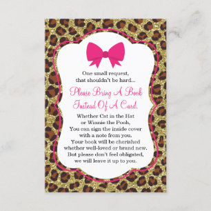 Bring A Book Card, Baby Shower, Cheetah Enclosure Card