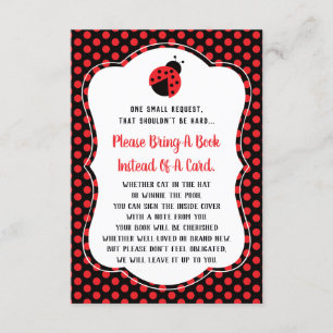 Bring A Book Card, Baby Shower, Ladybug Enclosure Card