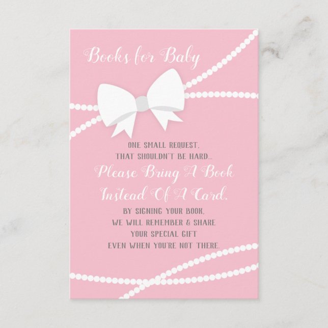 Bring A Book Card, Baby Shower, Pink, Grey Enclosure Card (Front)
