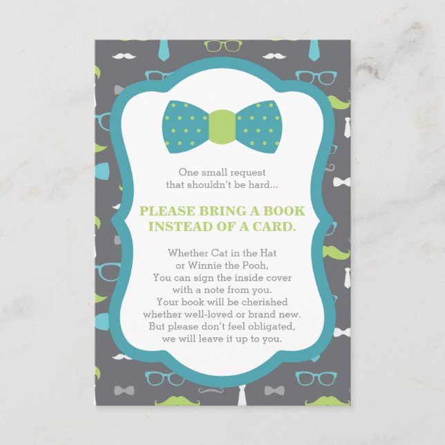 Bring A Book Card, Little Man, Baby Shower Enclosure Card (Front)