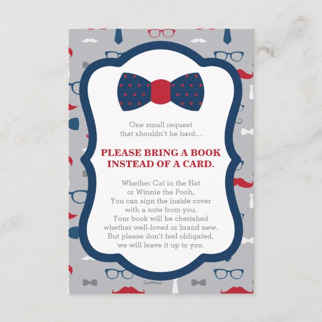 Bring A Book Card, Little Man, Baby Shower Enclosure Card (Front)