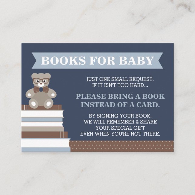 Bring A Book Card, Little Man, Teddy Bear Enclosure Card (Front)