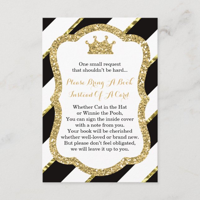 Bring A Book Card, Little Princess, Faux Glitter Enclosure Card (Front)
