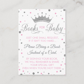 Bring A Book Card, Princess, Baby Shower Enclosure Card