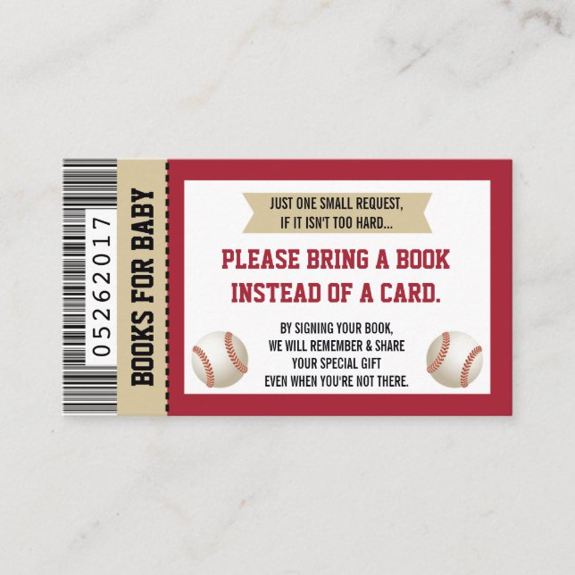 Bring A Book Card, Sports Ticket, Baby Shower Enclosure Card (Front)