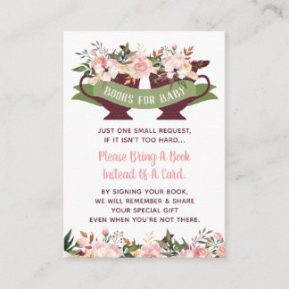 Bring A Book Card, Tea Party Baby Shower Enclosure Card