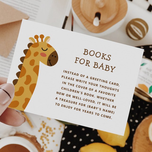 Bring a book for baby. Cute safari giraffe animal Enclosure Card (Creator Uploaded)