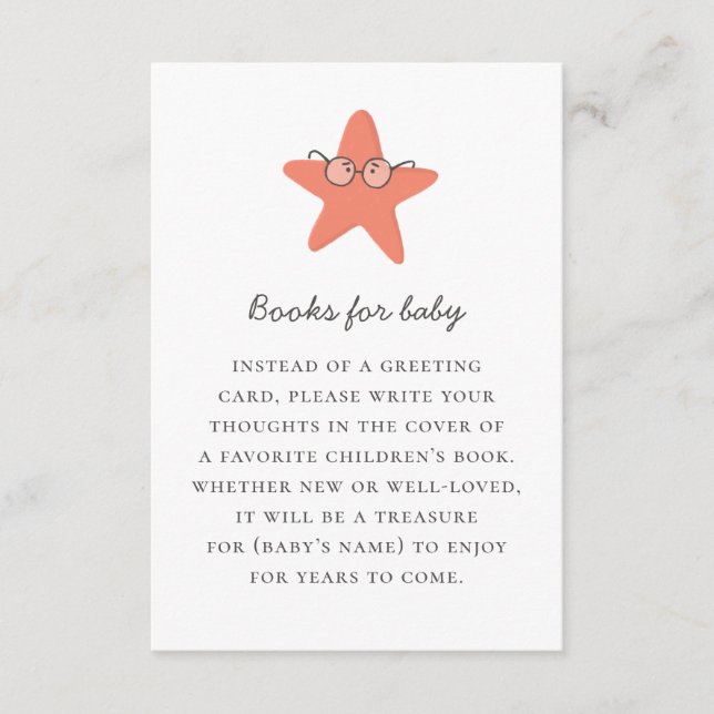 Bring a book for baby. Nautical cute starfish Enclosure Card (Front)
