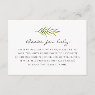 Bring a book for baby request. Simple greenery Enclosure Card