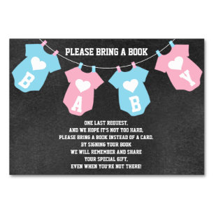 Bring a Book Gender Reveal Chalkboard Baby Shower Table Number