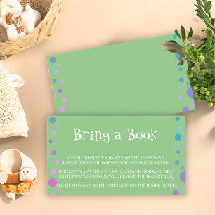 Bring a Book Green Baby Shower Enclosure Card