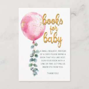 Bring a Book Instead of Card – Girl Pink Balloon 