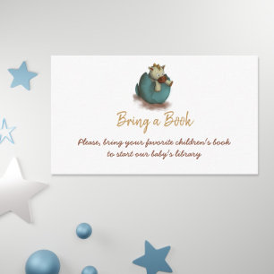 Bring a book neutral dragon baby shower card