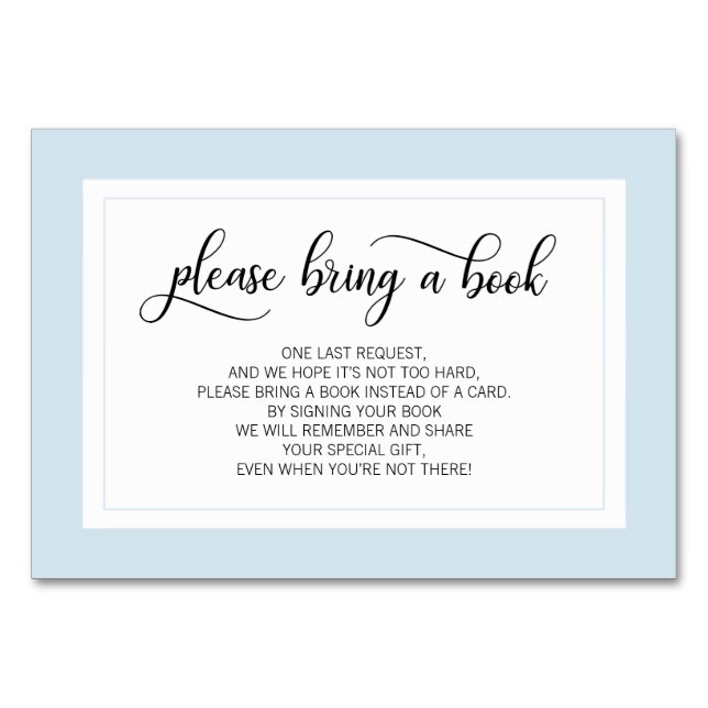 Bring a Book - Pastel Blue Boy Baby Shower Cards (Front)