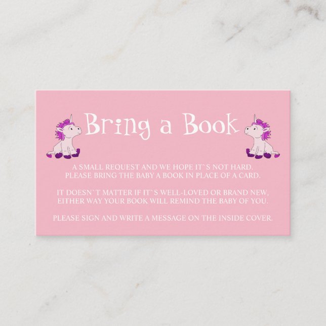 Bring a Book Pink Twins Girls Baby Shower Enclosure Card (Front)