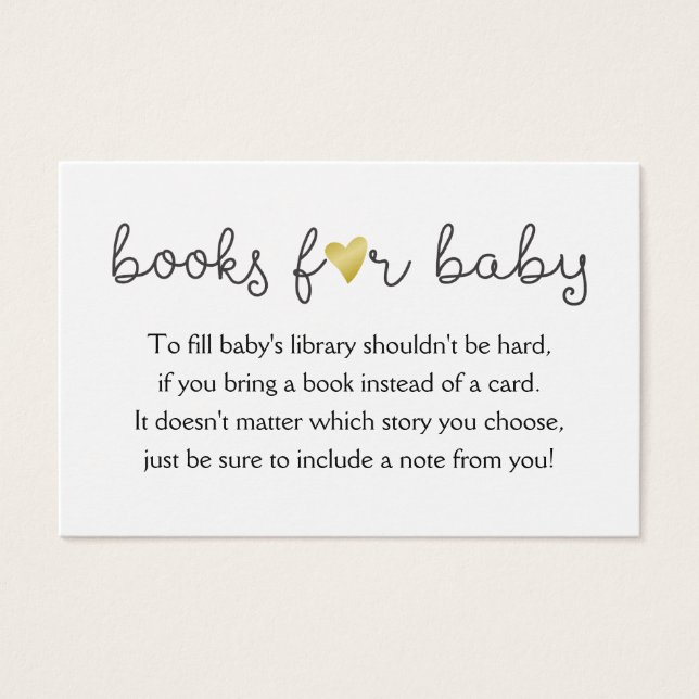 Bring a Book Request Card Baby Shower Gold Foil (Front)