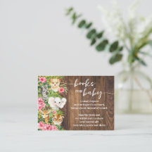 Bring a Book Rustic Pink Safari Baby Shower Card