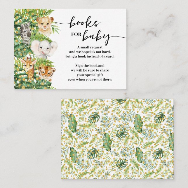 Bring a Book Safari Animals Baby Shower Card (Front/Back)