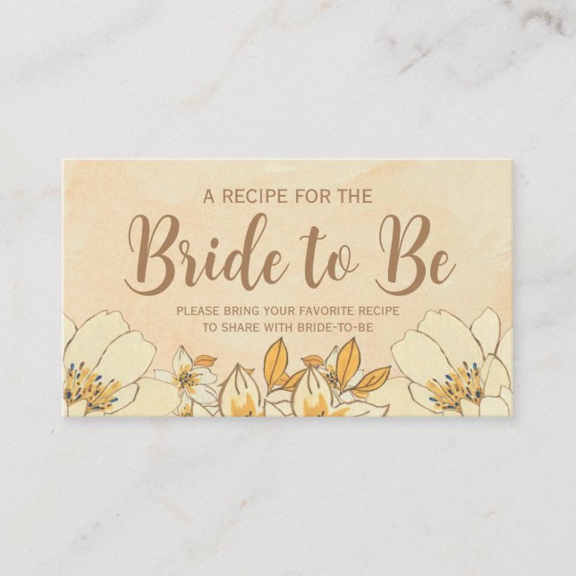 Bring a Recipe for the bride to be Bridal Shower Enclosure Card (Front)