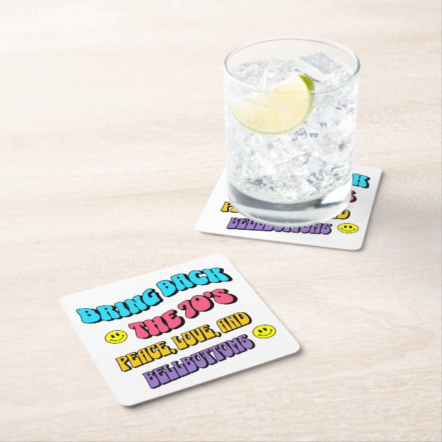 Bring Back the ’70s Square Paper Coaster (Insitu)